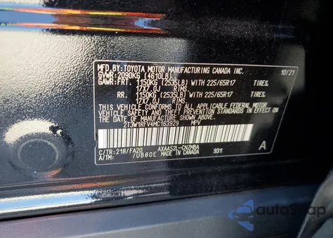 2021 Toyota Rav4 Xle z USA, uszkodzony, nr VIN 2T3W1RFV4MC163929